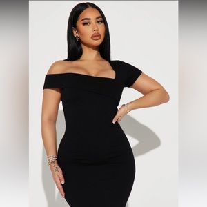 Fashion Nova Black Asymmetrical One Shoulder Bodycon Dress